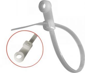 LIEN NYLON 6.6 BLANC AVEC TROU D'ACCROCHE