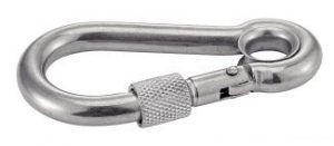 MOUSQUETON A OEIL+VIS DE SECURITE INOX A4