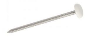 POINTE ANNELEE INOX A4 TETE BOMBEE PLASTIFIEE PVC BLANC