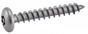 VIS A BOIS TETE CYLINDRIQUE LARGE POUR PENTURES 6 LOBES INVIOLABLE AVEC TETON CENTAL INOX A2