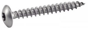 VIS A BOIS TETE CYLINDRIQUE LARGE SIX LOBES POUR PENTURE INOX A4