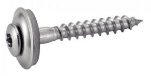 VIS A BOIS TETE FRAISEE BOMBEE SIX LOBES AVEC RONDELLE EPDM Ø 15 INOX A2