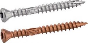 VIS POUR TERRASSE TETE FRAISEE BOMBEE SIX LOBES DOUBLE FILET INOX A4