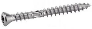 VIS POUR TERRASSE TETE FRAISEE BOMBEE SIX LOBES DOUBLE FILET INOX AISI 410