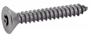 VIS A TOLE TETE FRAISEE 6 LOBES INVIOLABLE AVEC TETON CENTRAL TYPE DIN 7982 INOX A2